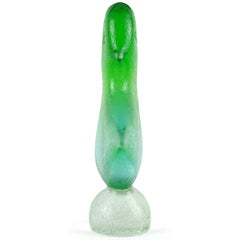 Murano Sommerso Green Corroso Surface Texture Italian Art Glass Bird Sculputure