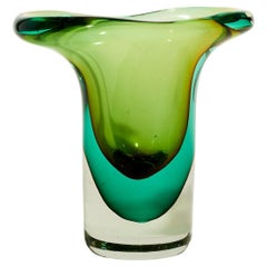 Murano Sommerso Green Glass Vase