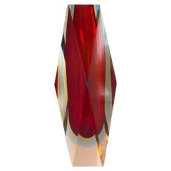 Extra large Murano ‘Sommerso’ facet cut glass vase