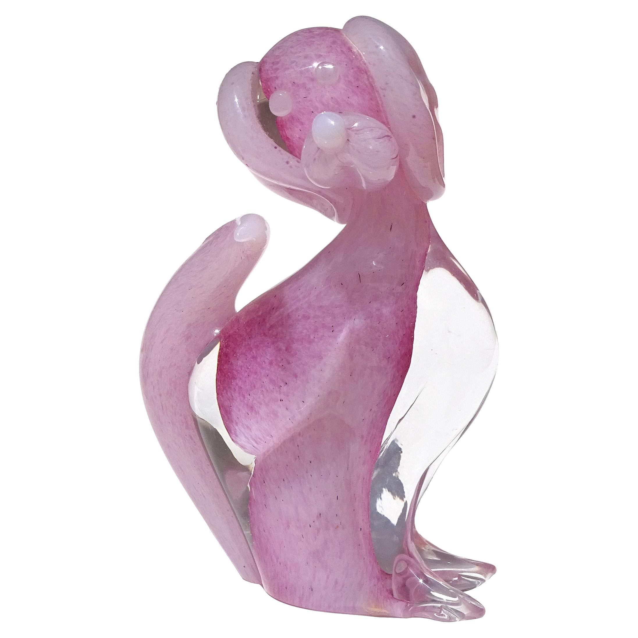 Murano Glass Sommerso Rosa Opalescente Figura di Cane Cucciolo in Vetro d
Arte Italiana Scultura