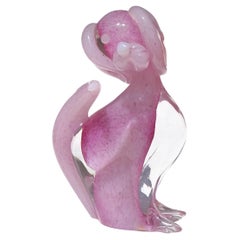 Murano Sommerso Opalescent Pink Italian Art Glass Puppy Dog Figure Sculpture Murano Sommerso Opalescent Pink Italian Art Glass Puppy Dog Figure Sculpture