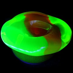 Zigarren-Aschenbecher aus italienischem Muranoglas, Sommerso, Orange, leuchtendes Uran, Gelb