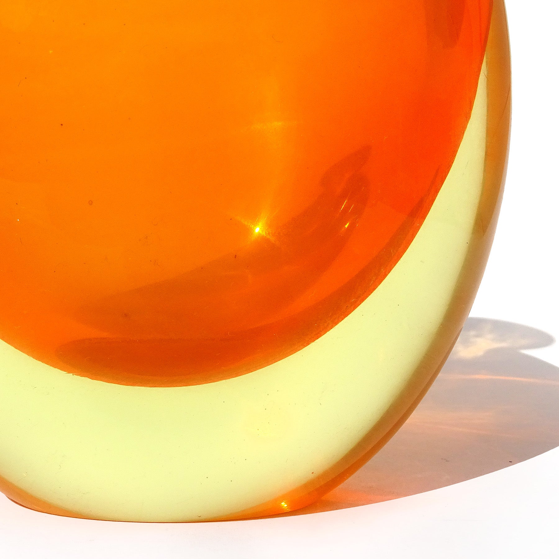 Mid-Century Modern Murano Sommerso Orange Yellow Glowing Uranium Italian Art Glass Flower Vase For Sale