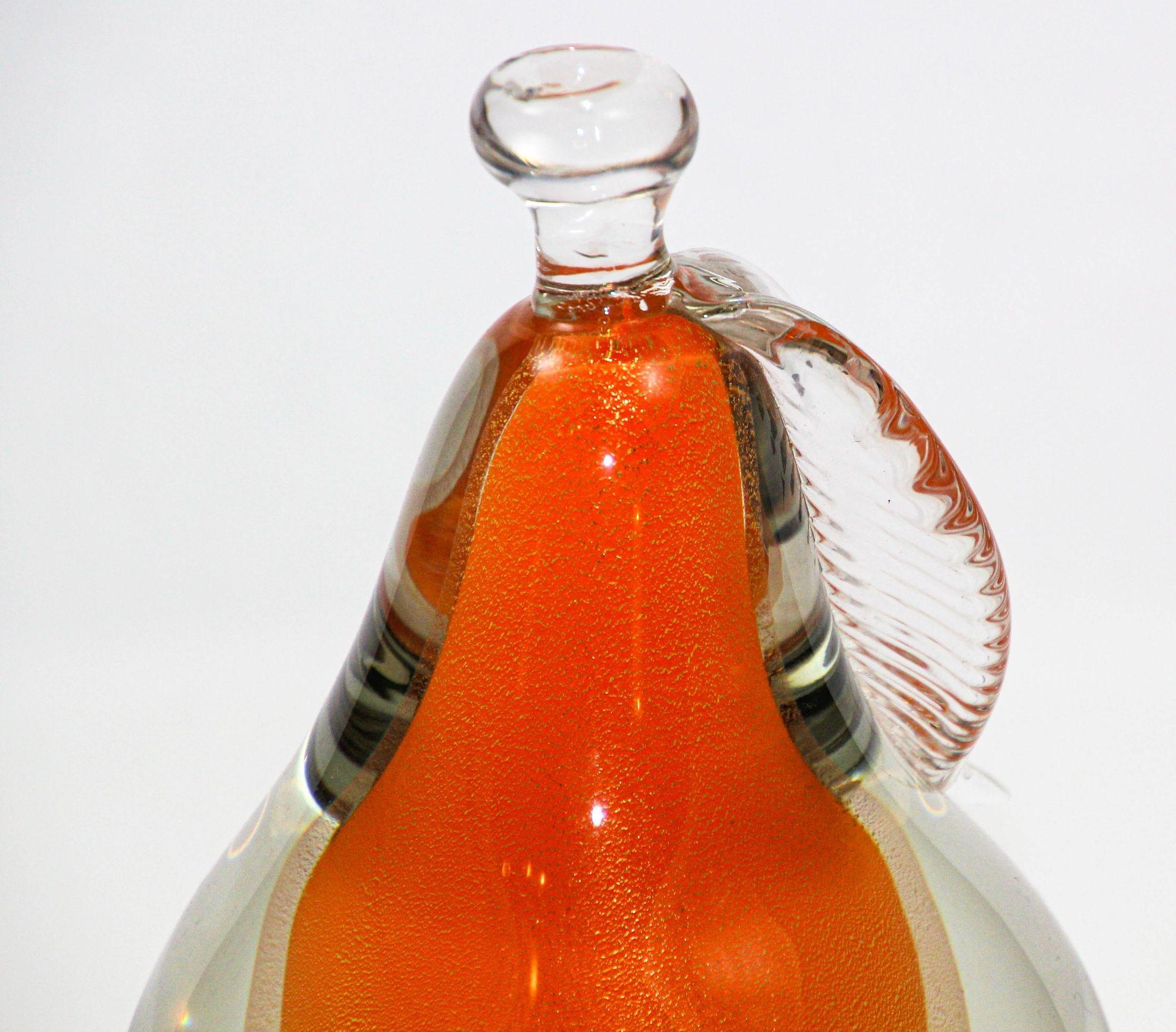 Mid-Century Modern Murano Sommerso Pear by Alfredo Barbini Art Glass Decor 1950s en vente
