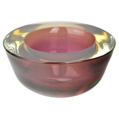 Murano Sommerso Pink 
Amber Art Glass Bowl by Flavio Poli