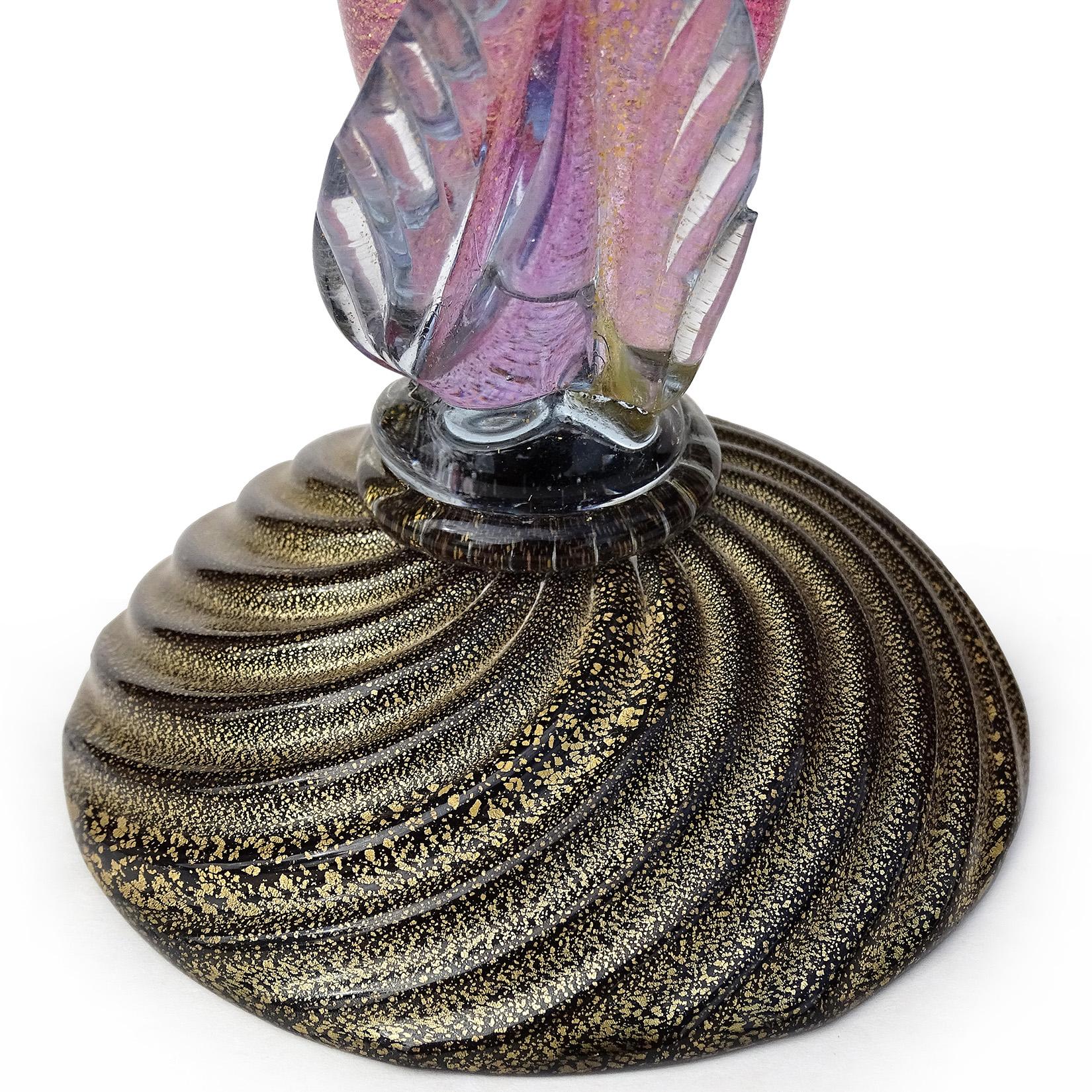 Murano Glass Sommerso Rosa Motas de Oro Arte Italiano Hombre Mujer Granjero Esculturas en venta 3