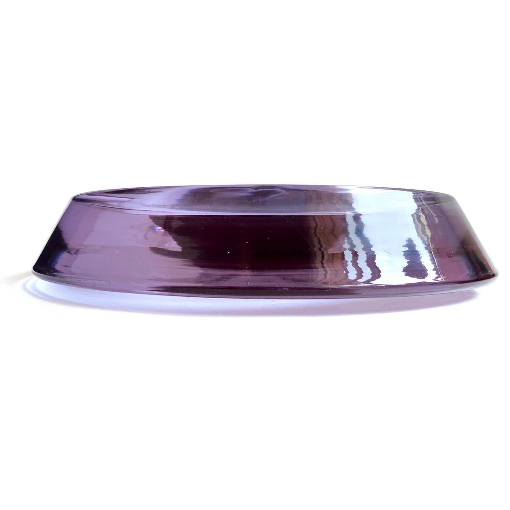 Space Age Murano Sommerso Purple Alexandrite Red Italian Art Glass Hovering UFO Bowl