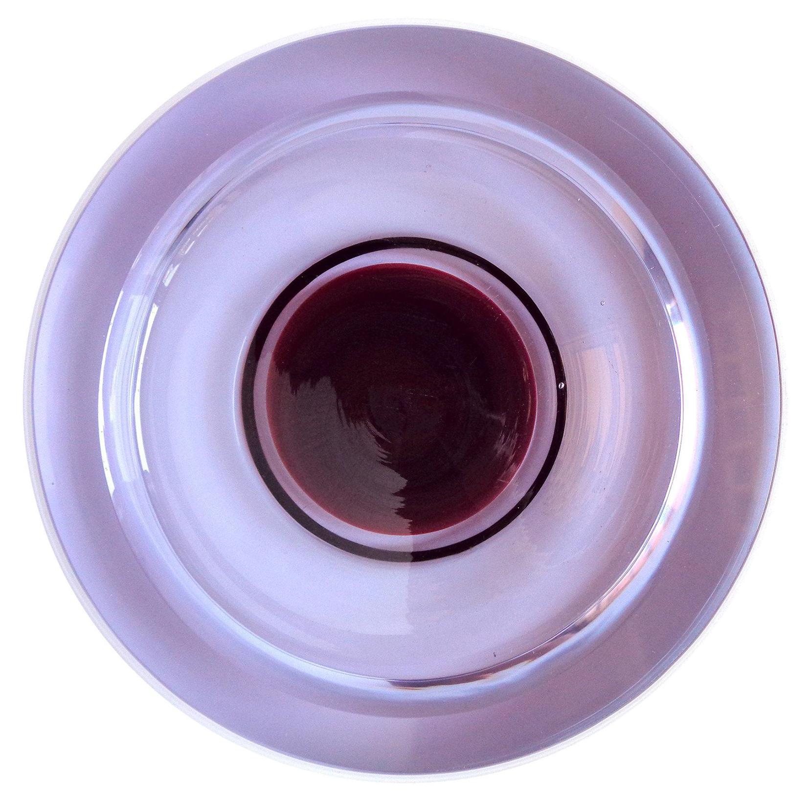 Murano Sommerso Purple Alexandrite Red Italian Art Glass Hovering UFO Bowl