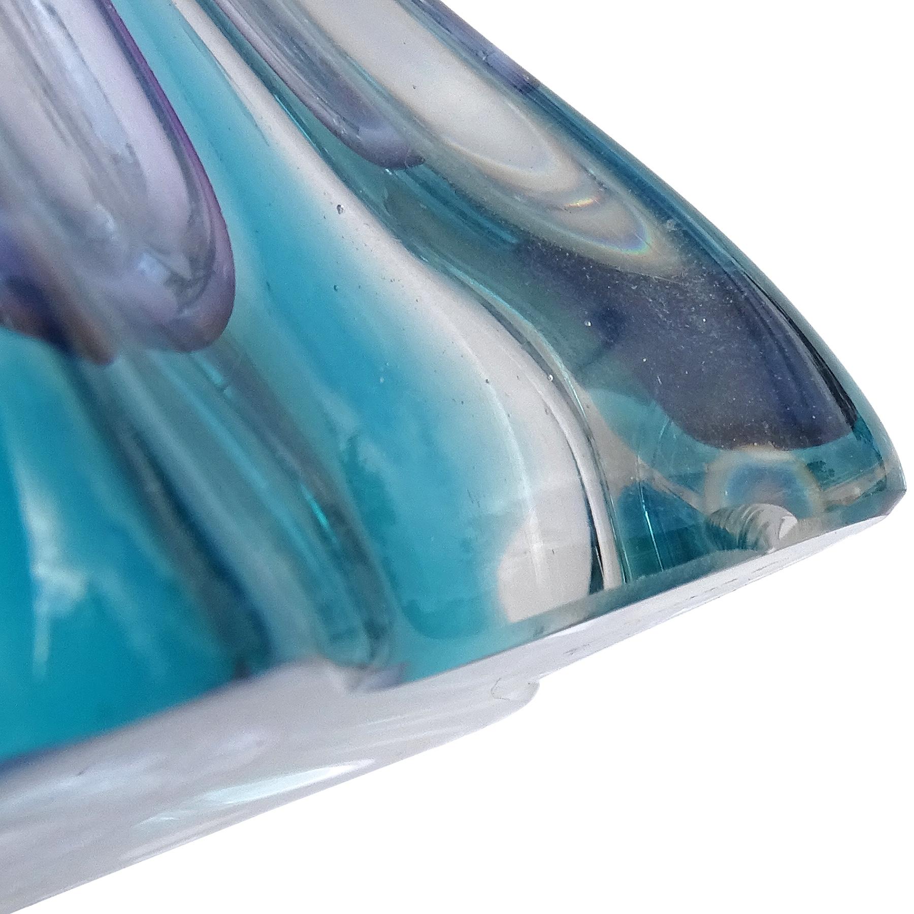 Abstrakte Vintage-Blumenvase aus italienischem Murano Sommerso-Kunstglas in Violett und Blau im Angebot 3