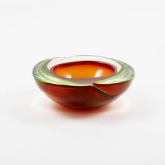 Murano Sommerso Red and Green Glass Ashtray or Bowl