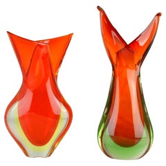 Murano Sommerso Red Glass Vases by Flavio Poli for Seguso, Italy, 1960s