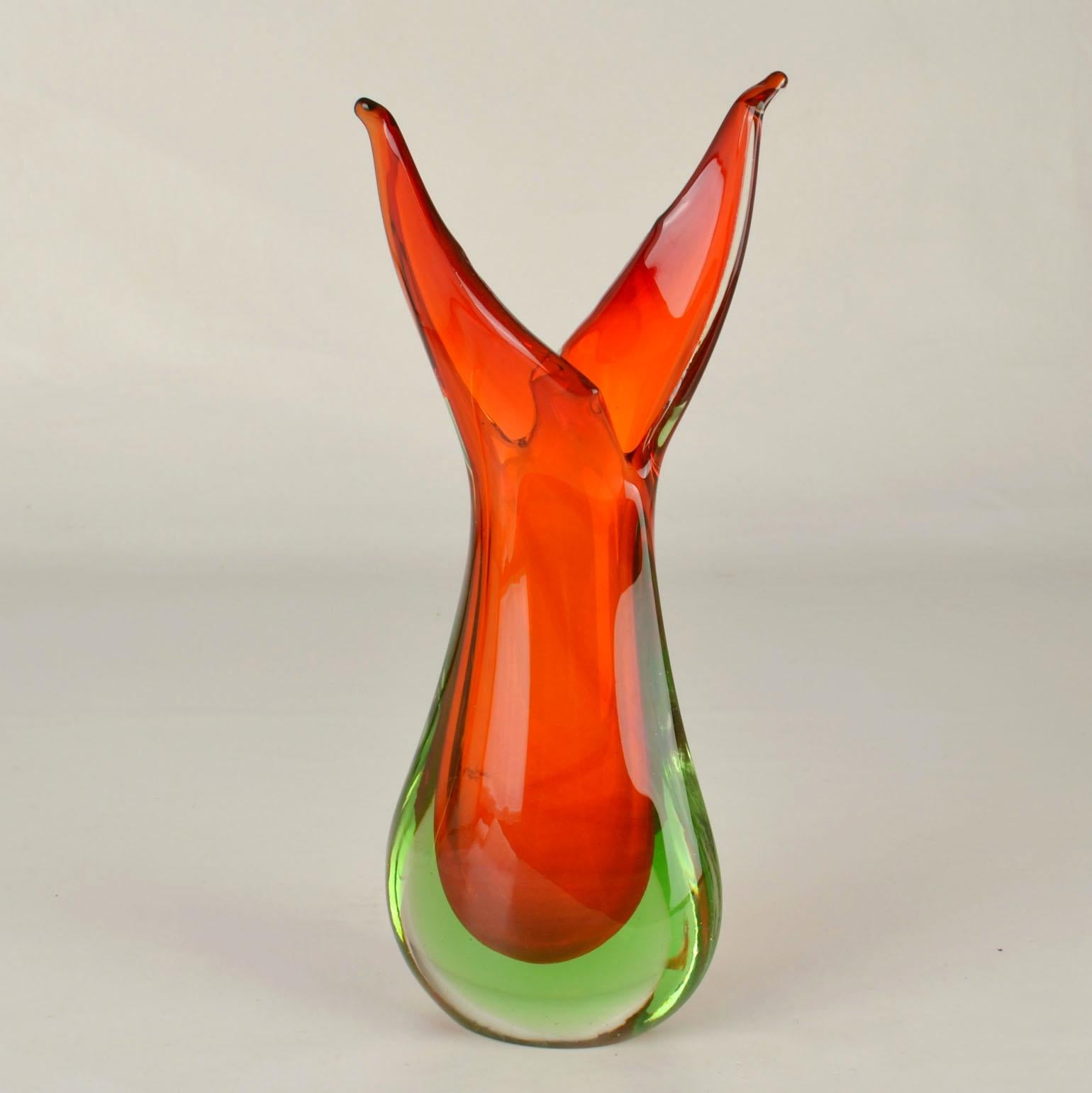 Murano Sommerso-Vasen aus rotem Glas von Flavio Poli für Seguso, Italien, 1960er Jahre im Angebot 1