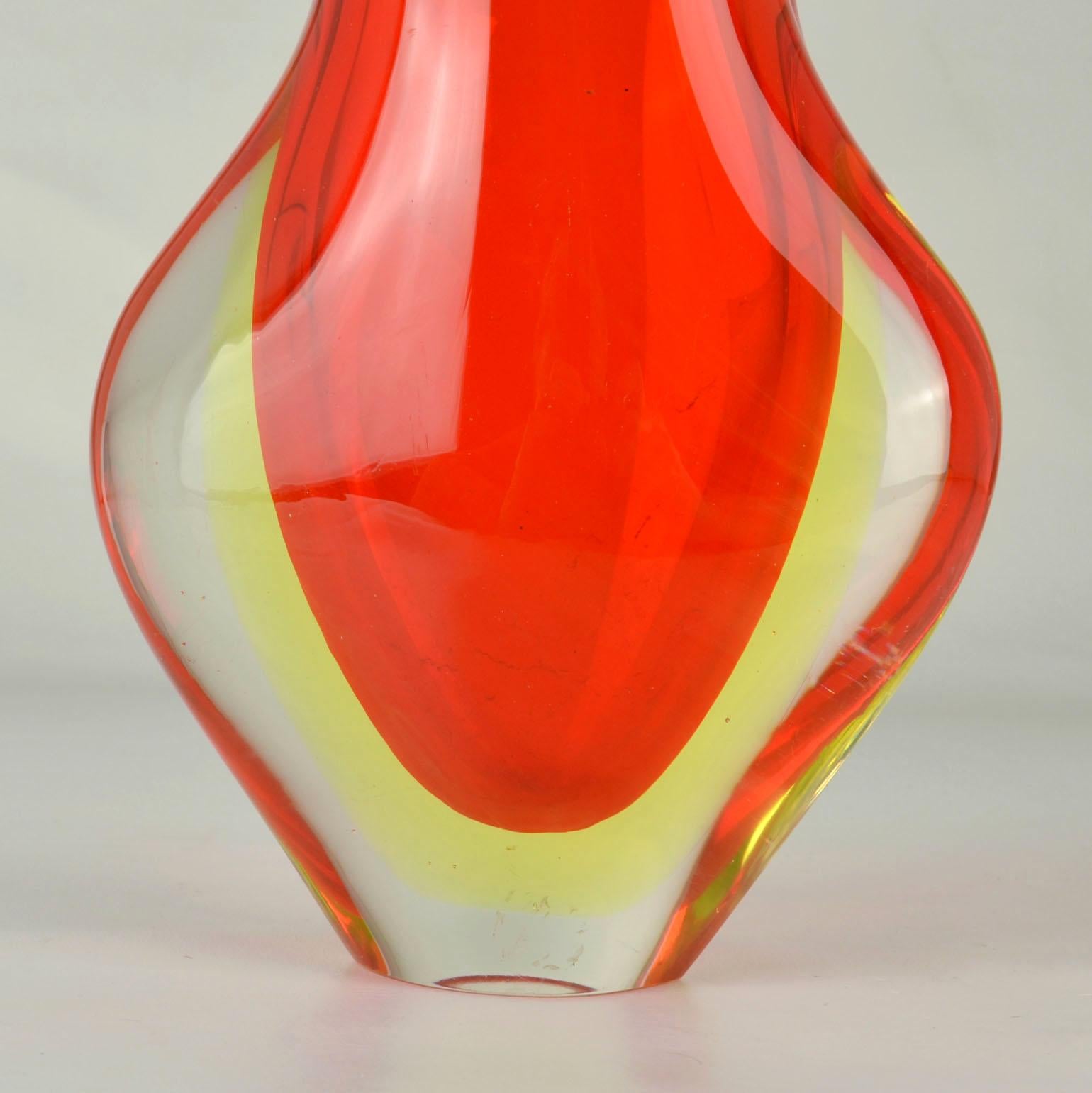 Mid-20th Century Murano Sommerso Red Glass Vases by Flavio Poli for Seguso, Italy, 1960s For Sale