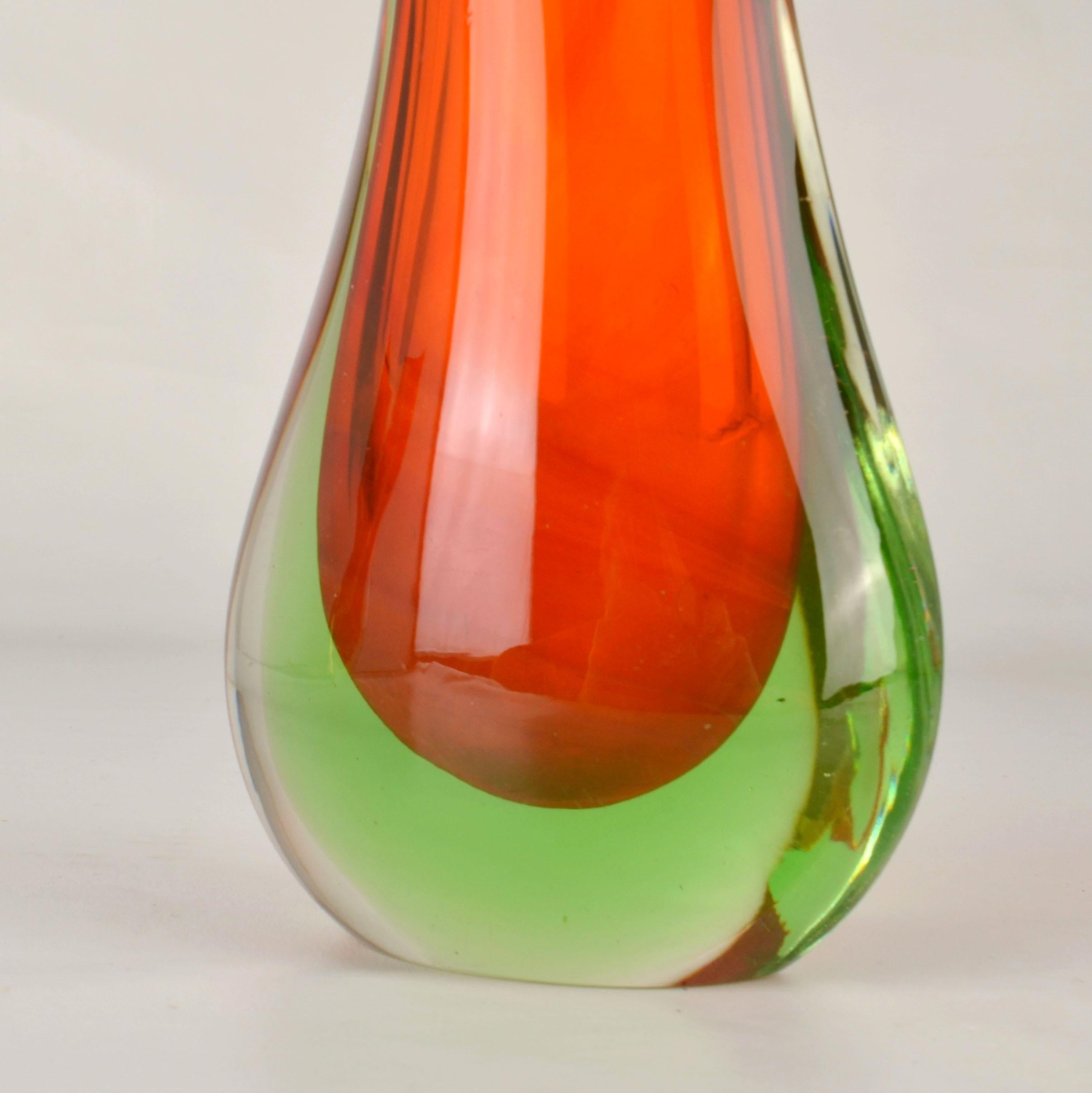 Blown Glass Murano Sommerso Red Glass Vases by Flavio Poli for Seguso, Italy, 1960s For Sale