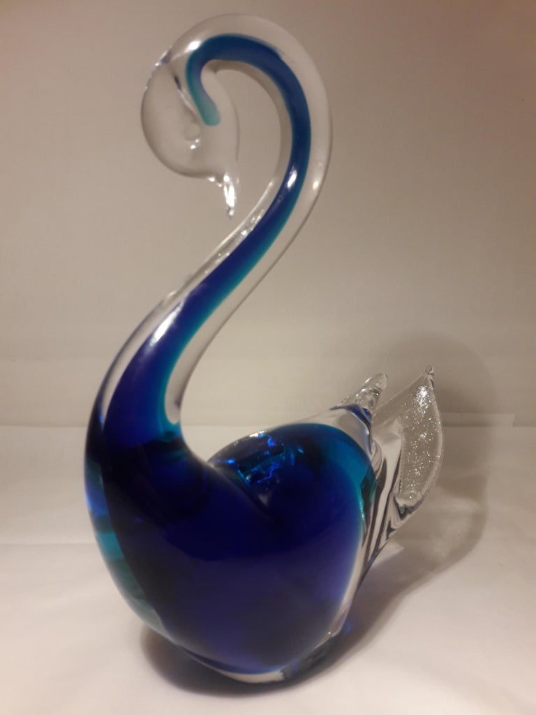 Set De Verres à Pied Art Déco Murano - Or Flaqué Avec Décors De Cygne - Occasion