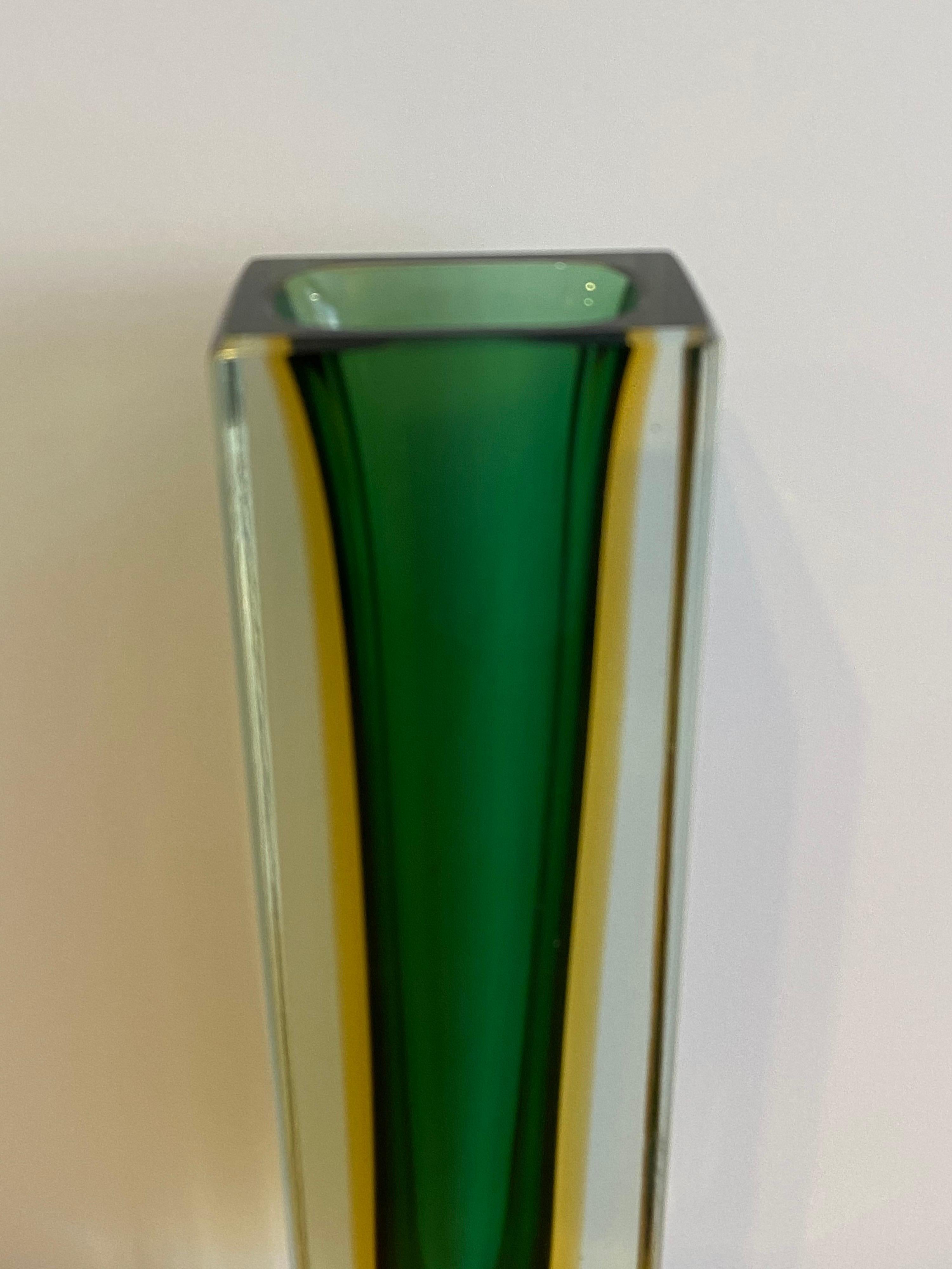 Mid-Century Modern Murano Sommerso Tall Glass Vase