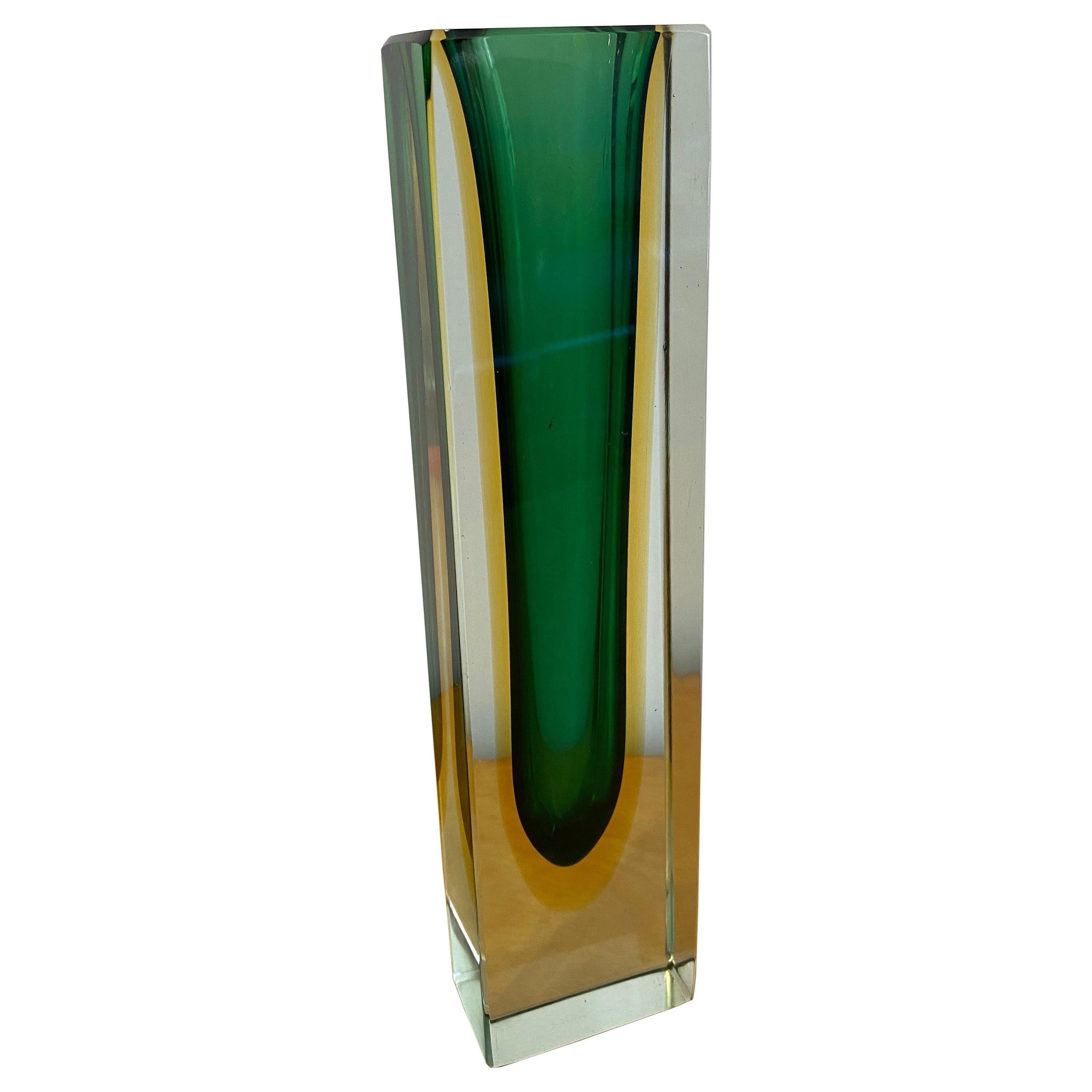 Murano Sommerso Tall Glass Vase For Sale at 1stDibs