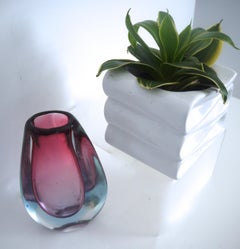 Murano Sommerso Teardrop Vintage Art Glass Vase Late 1960s-1970s Blues and Pinks