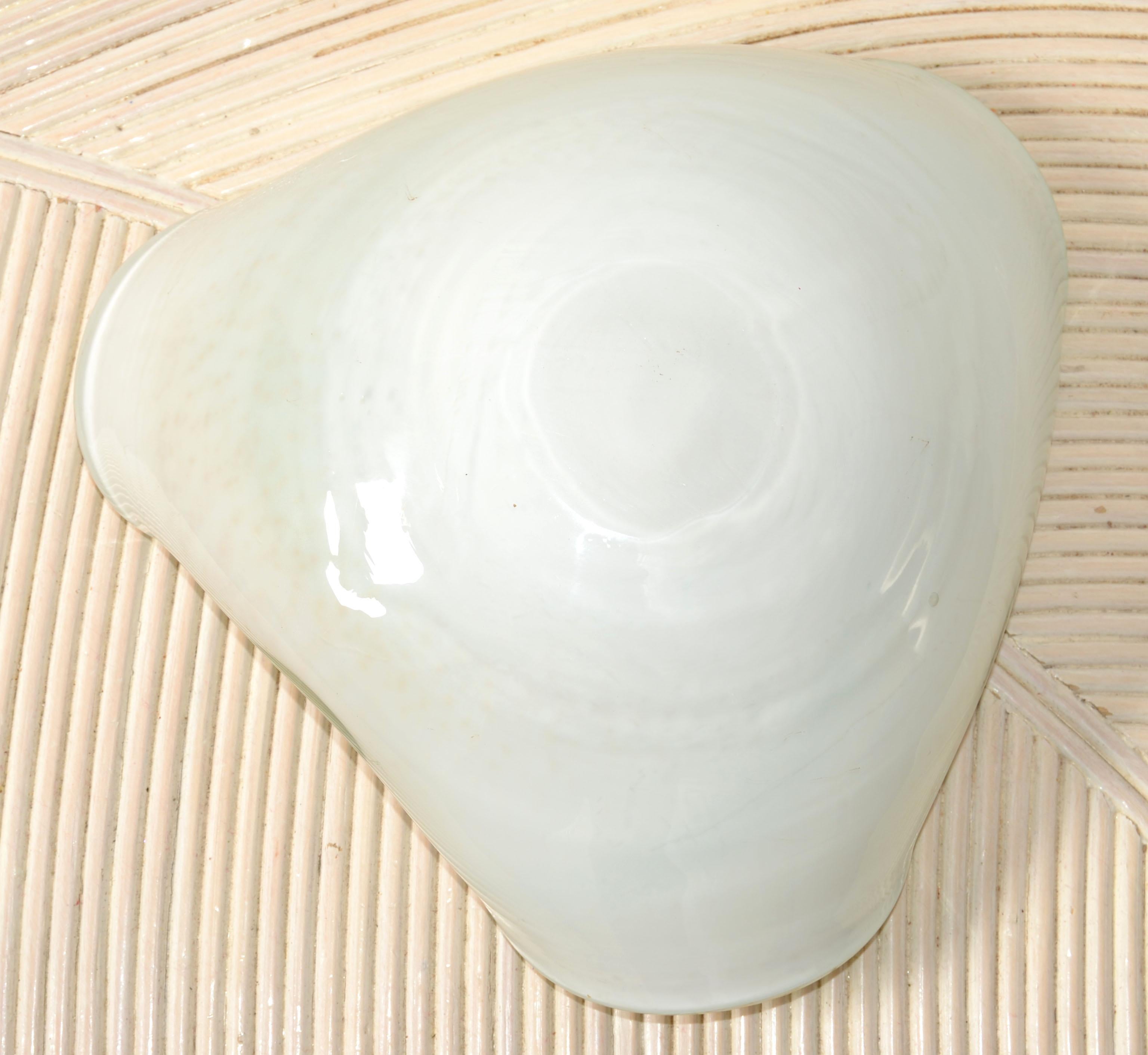 Murano Sommerso Triple Cased Green Swirl White Beige Gold Dust Glass Bowl Italy For Sale 6