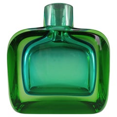 Murano Sommerso Vintage Turquoise & Green Glass Bottle Vase