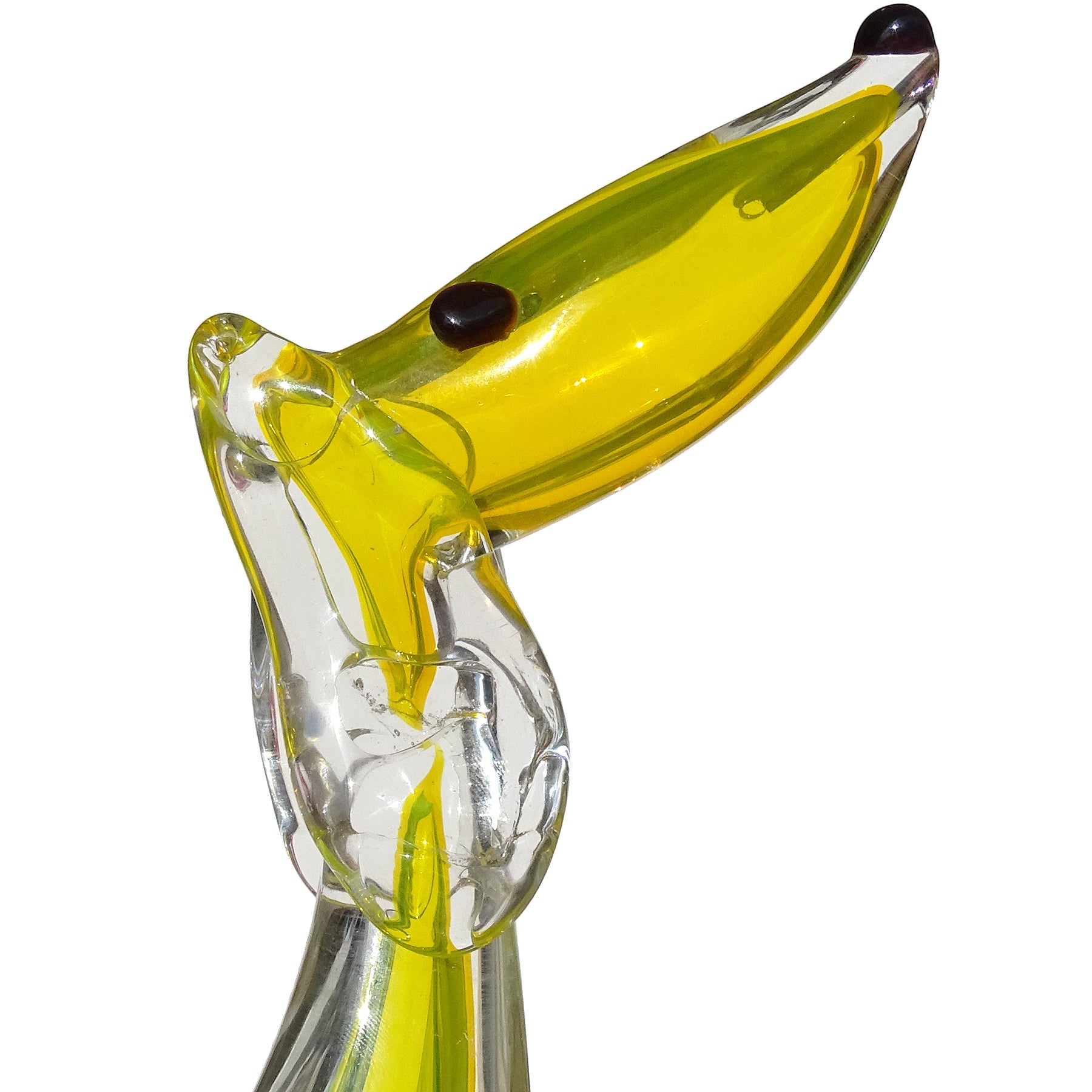 Italiano Murano Glass Sommerso Giallo Whippet Levriero Cane Cucciolo Arte Italiana Scultura in vetro in vendita