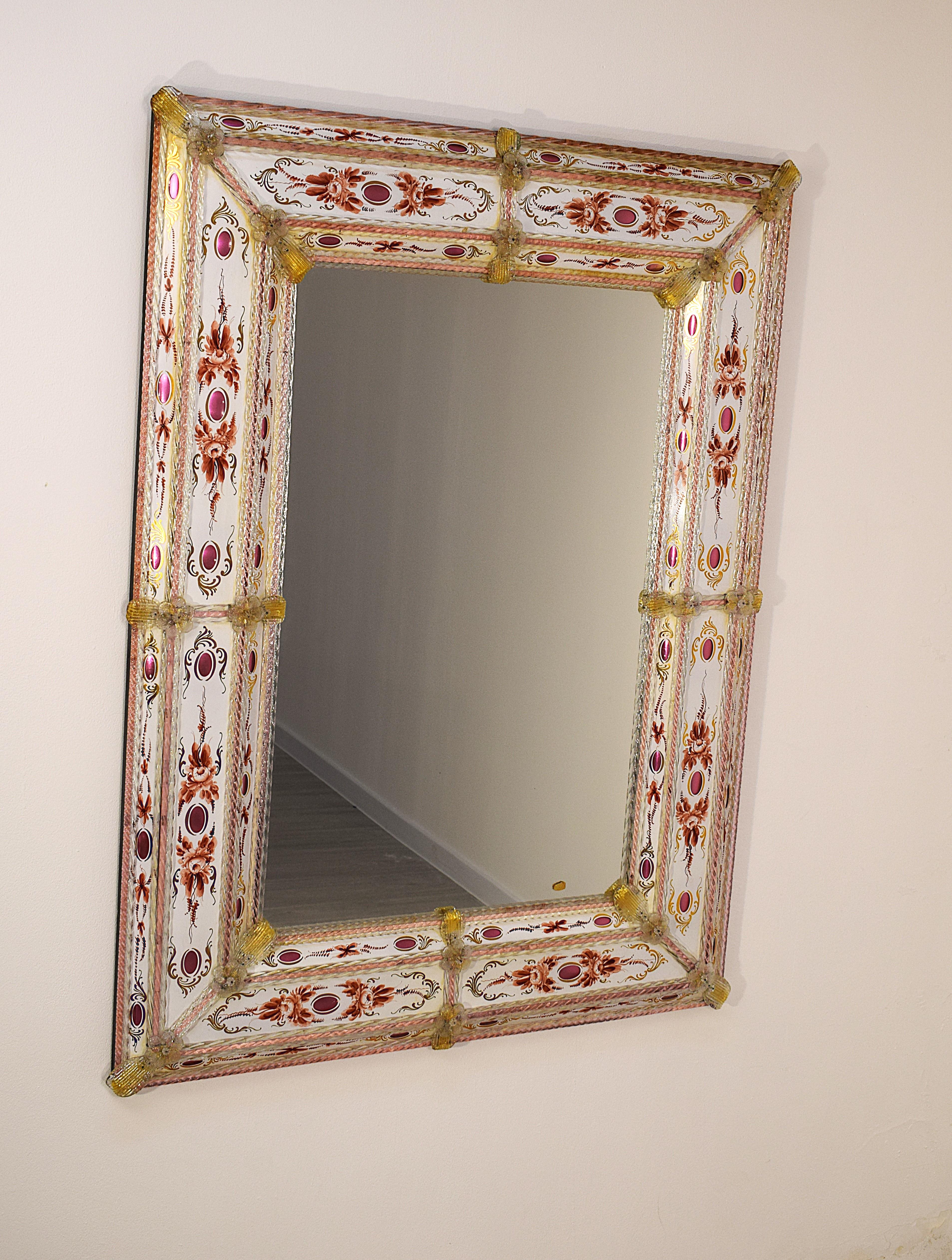 Italian Murano - Miroir décoré, 1960 en vente