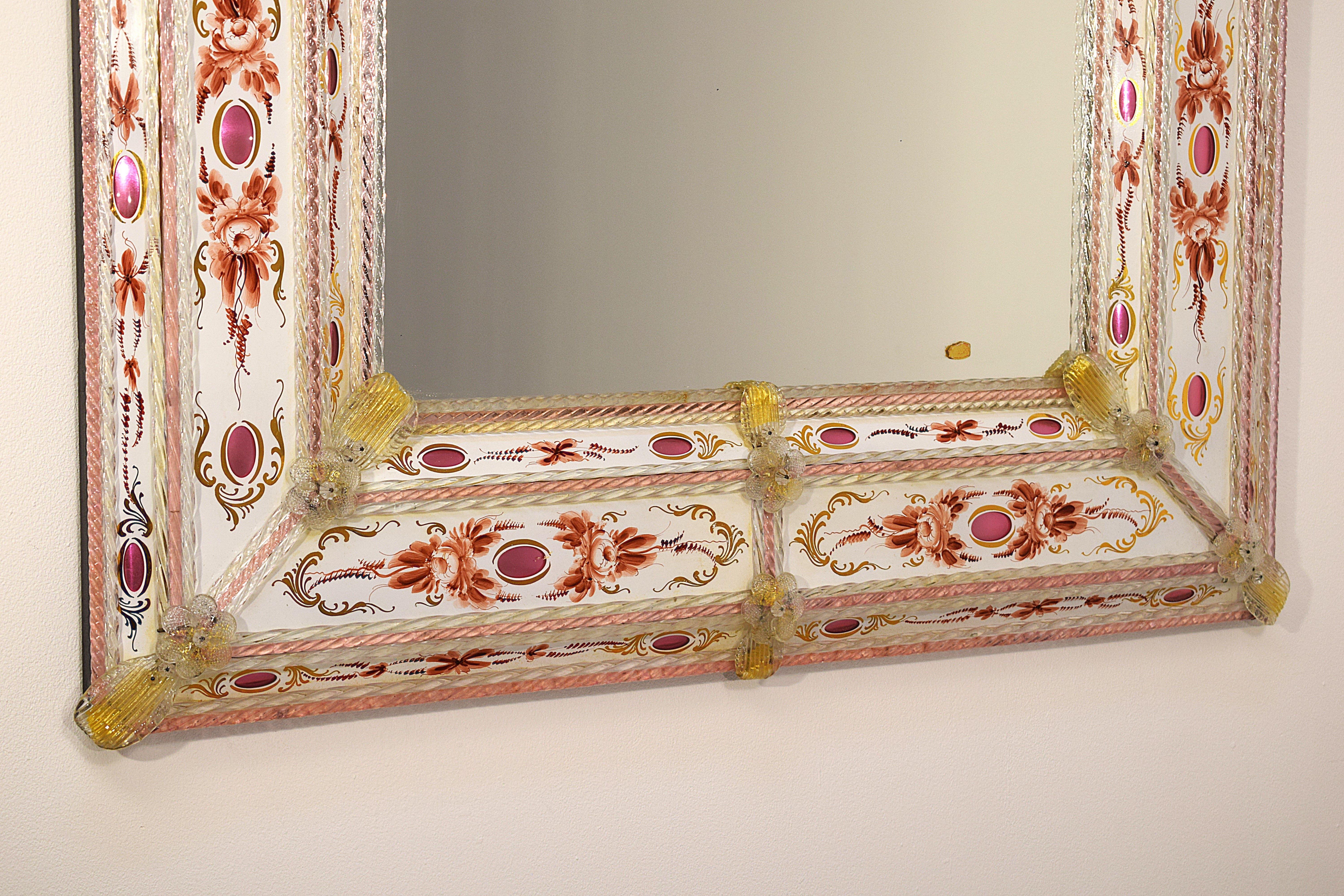 Mid-20th Century Murano - Miroir décoré, 1960 en vente
