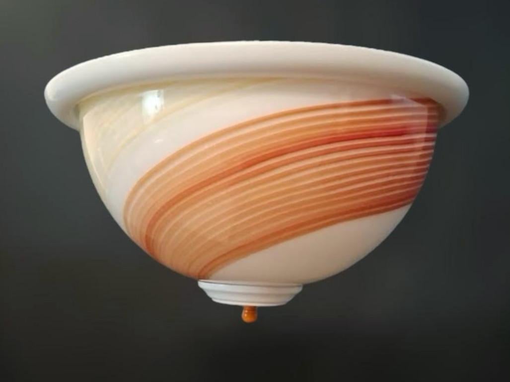 Italian Murano Spiral Flush Mount For Sale