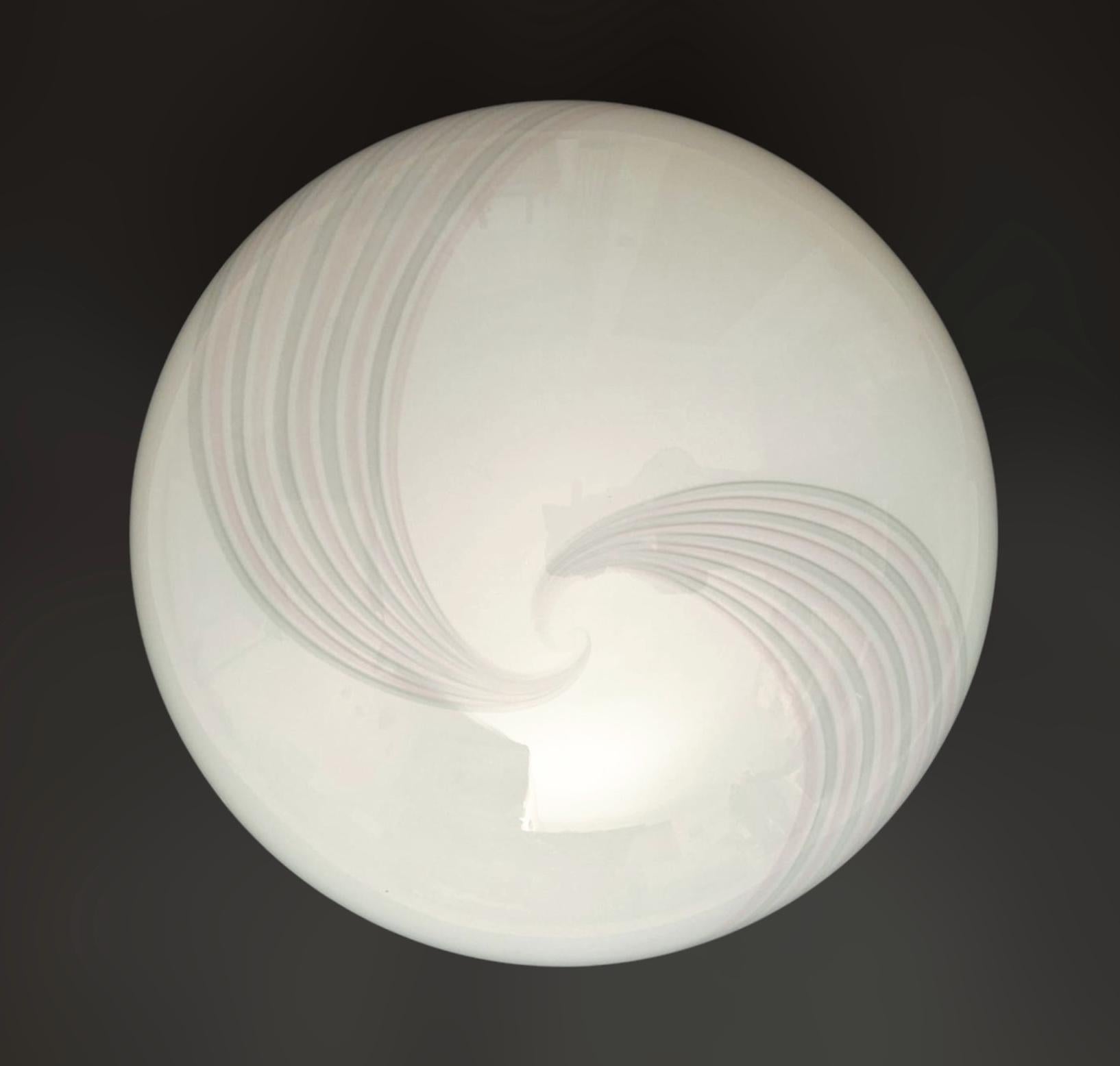 Italian Murano Spiral Flush Mount For Sale