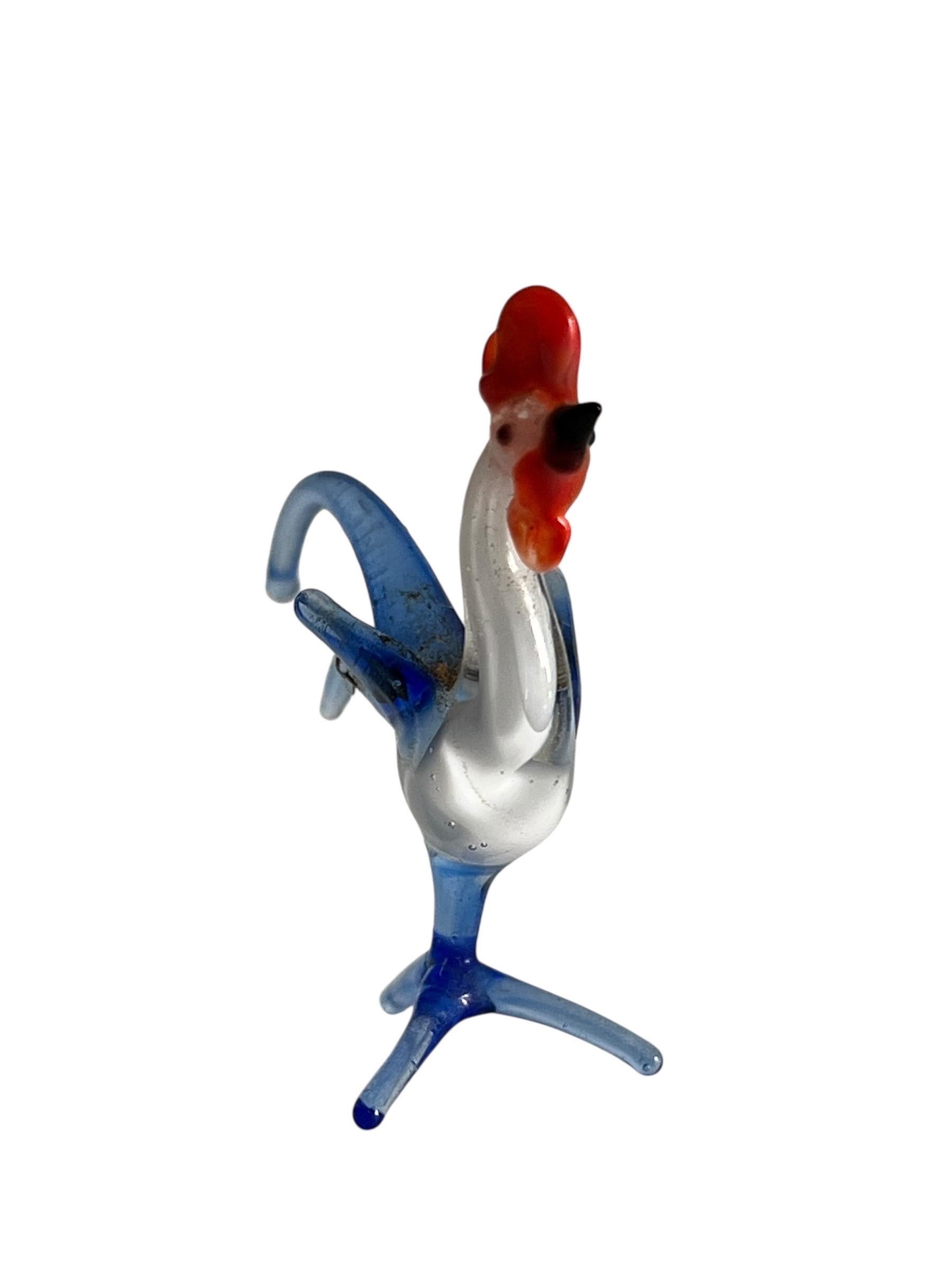 Coq en verre filé de Murano - Italie Bon état - En vente à Beuzevillette, FR