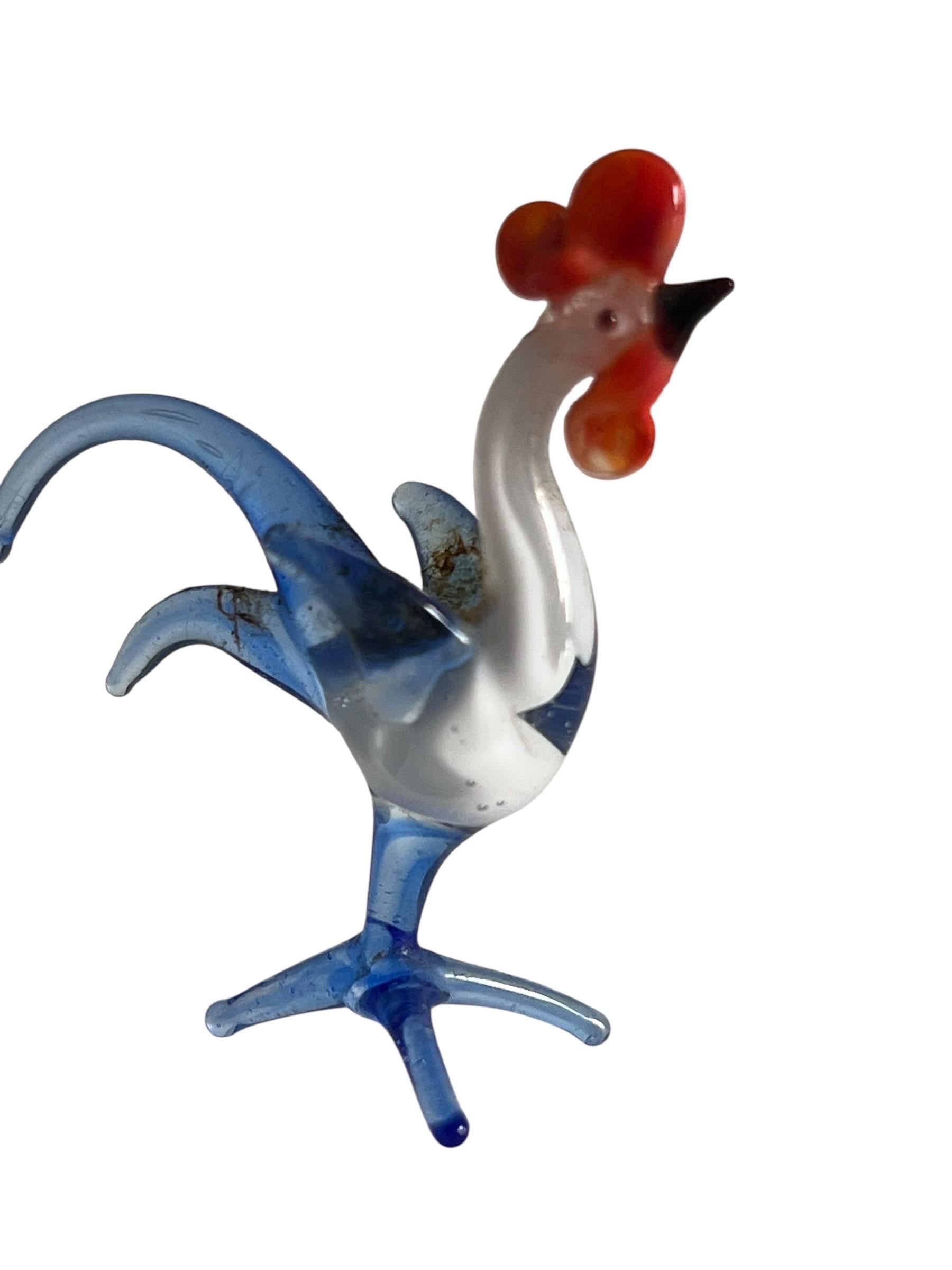 20ième siècle Coq en verre filé de Murano - Italie en vente