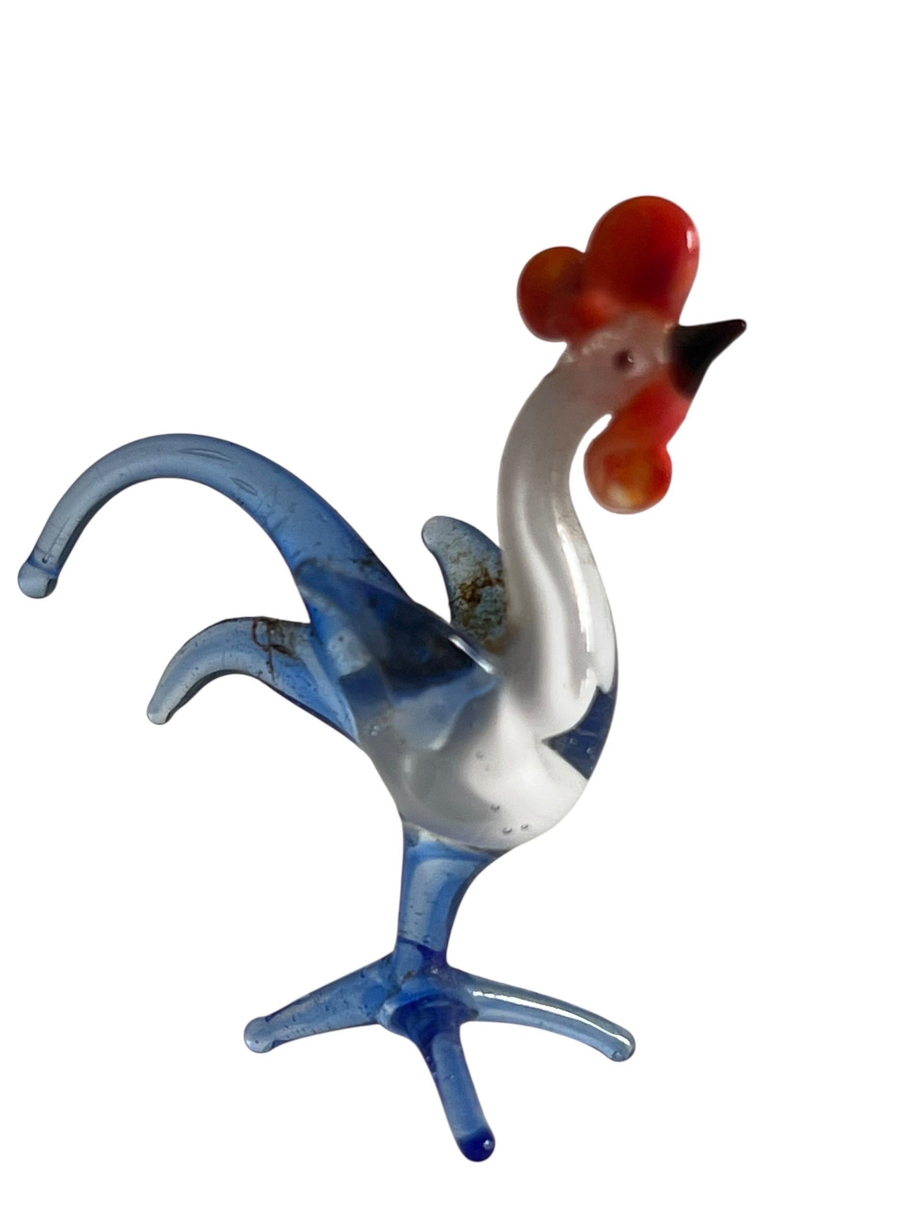 Verre de Murano Coq en verre filé de Murano - Italie en vente