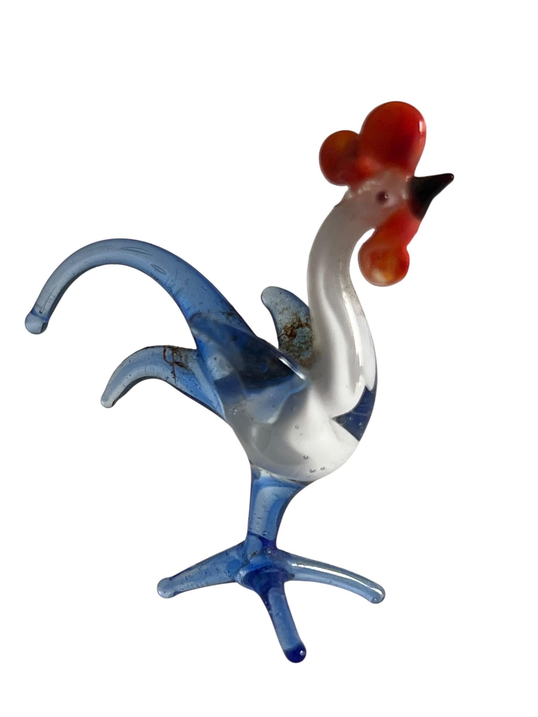 Coq en verre filé de Murano - Italie en vente 1