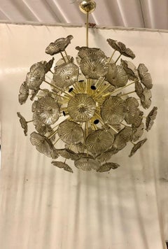 Murano Sputnik Bernstein Farbe Kunstglas Midcentury Kronleuchter und Anhänger, 1970