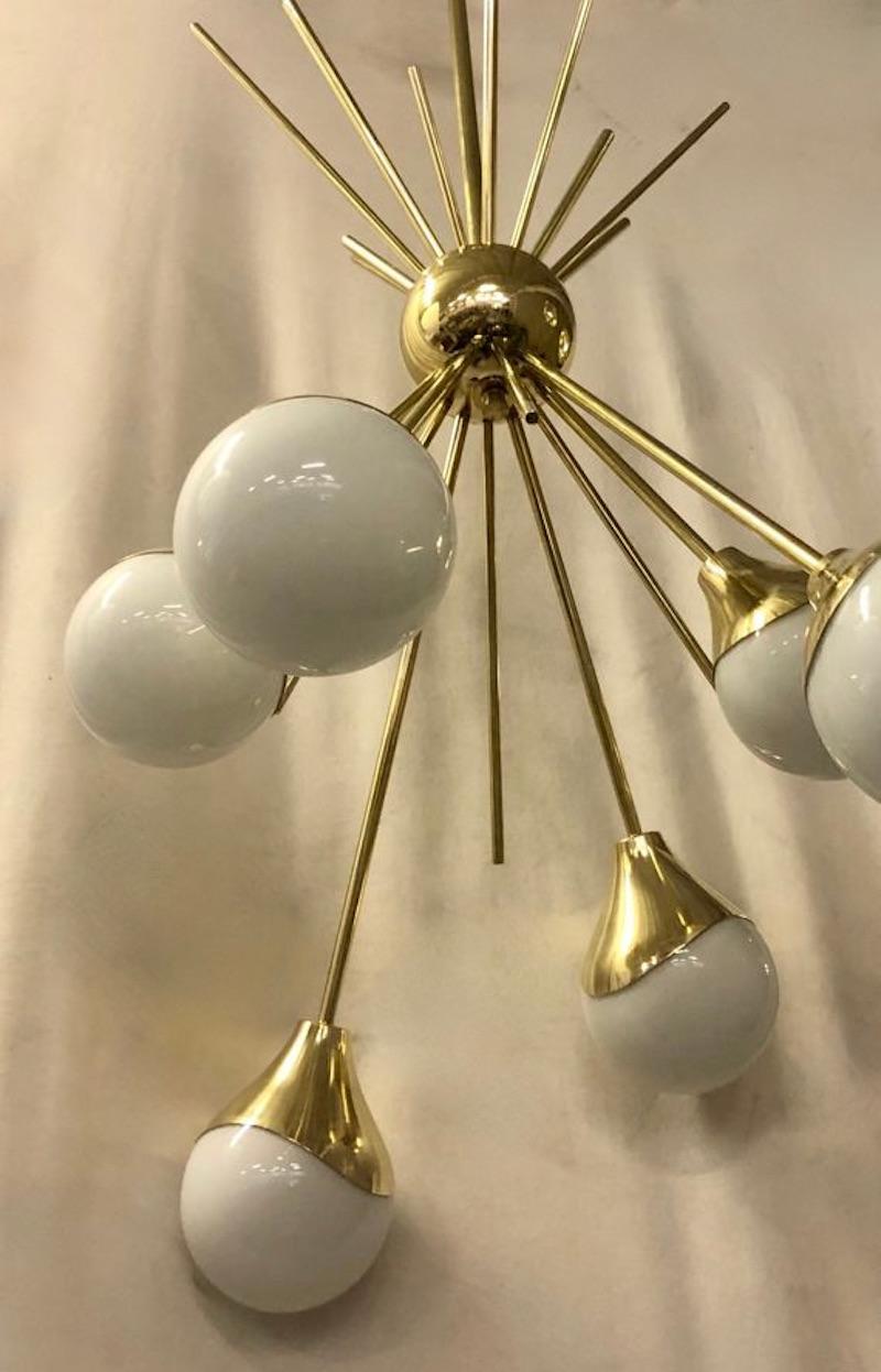 Mid-Century Modern Murano Sputnik Art Glass and Brass Midcentury Chandelier and Pendant, 1970 For Sale