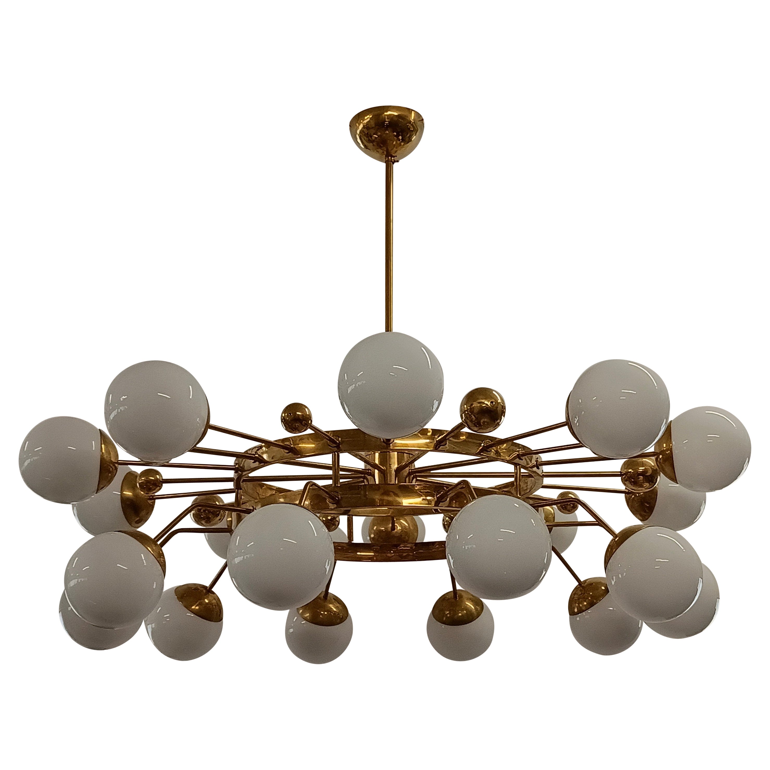 Lampadario di Murano Sputnik in vetro artistico e ottone del Medioevo, 2000