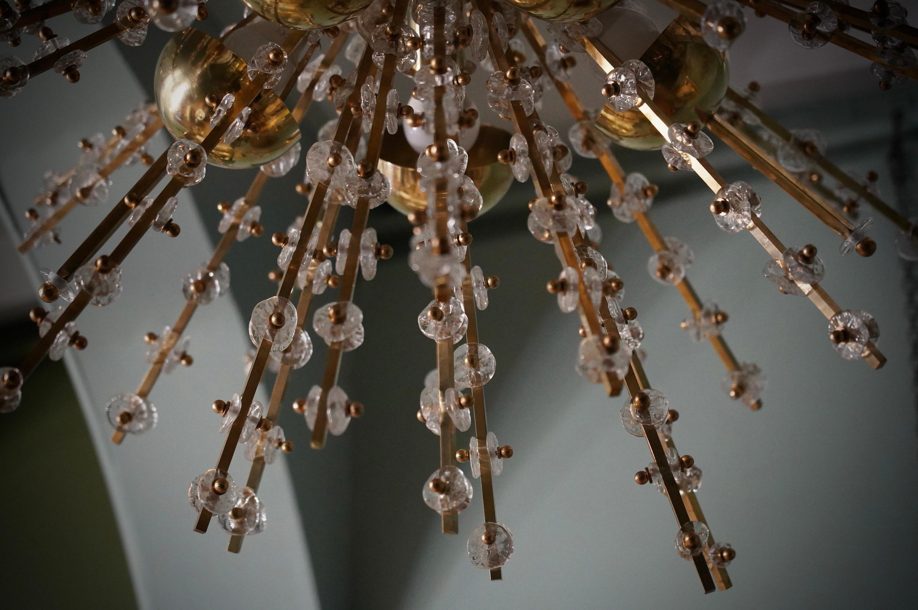 Murano Sputnik Art Glass Brass Transparent Color Chandelier and Pendant, 1990 im Angebot 2