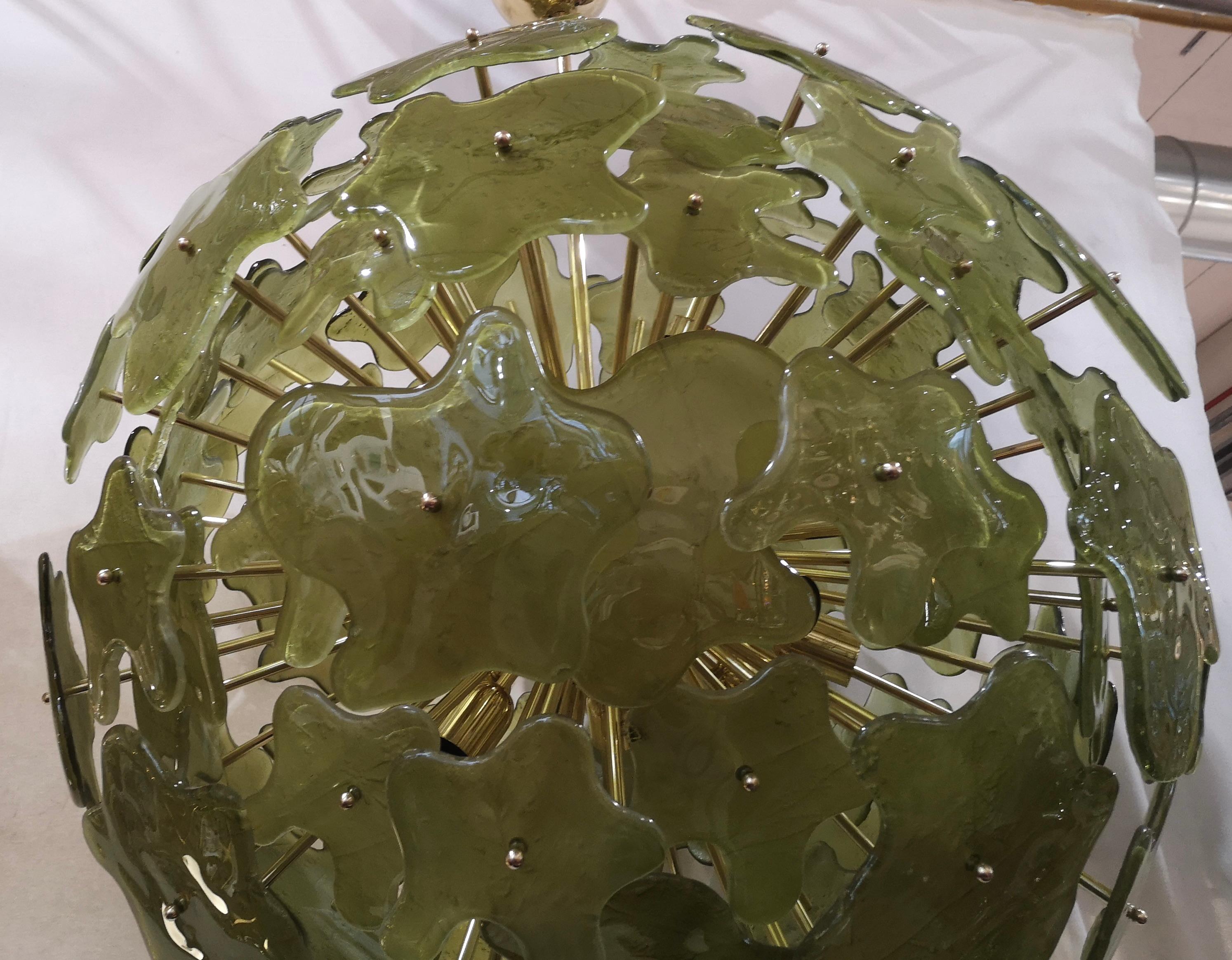Mid-Century Modern Murano Sputnik Art Glass Green Color Midcentury Chandelier, 2000 For Sale