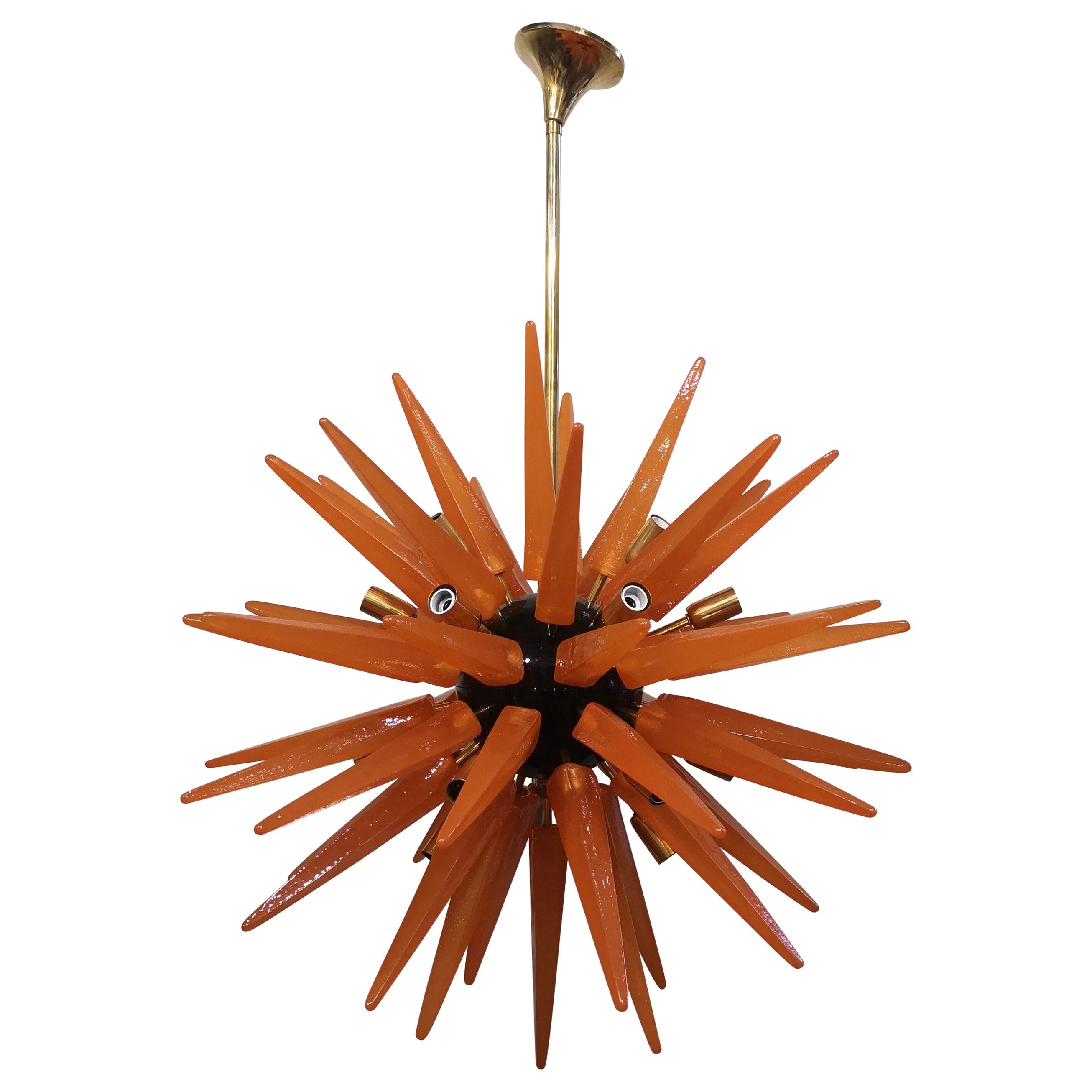 Lampadario e pendente italiano in vetro artistico Sputnik di Murano, colore arancione, 2020