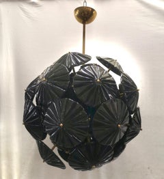 Murano Sputnik Black Color Art Glass Midcentury Chandelier and Pendant, 2000