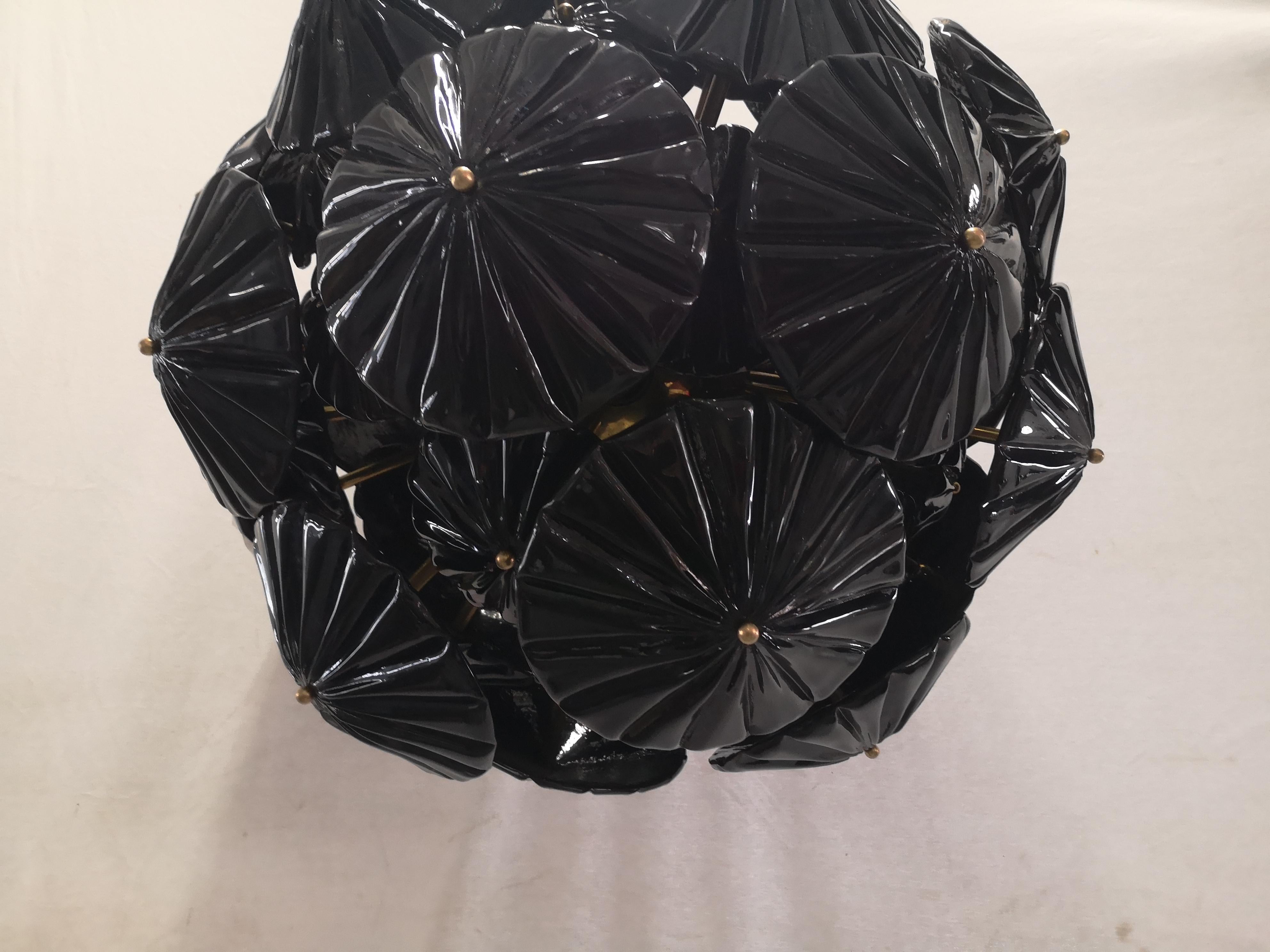 Mid-Century Modern Murano Sputnik Black Color Art Glass Midcentury Chandelier, 2000 For Sale