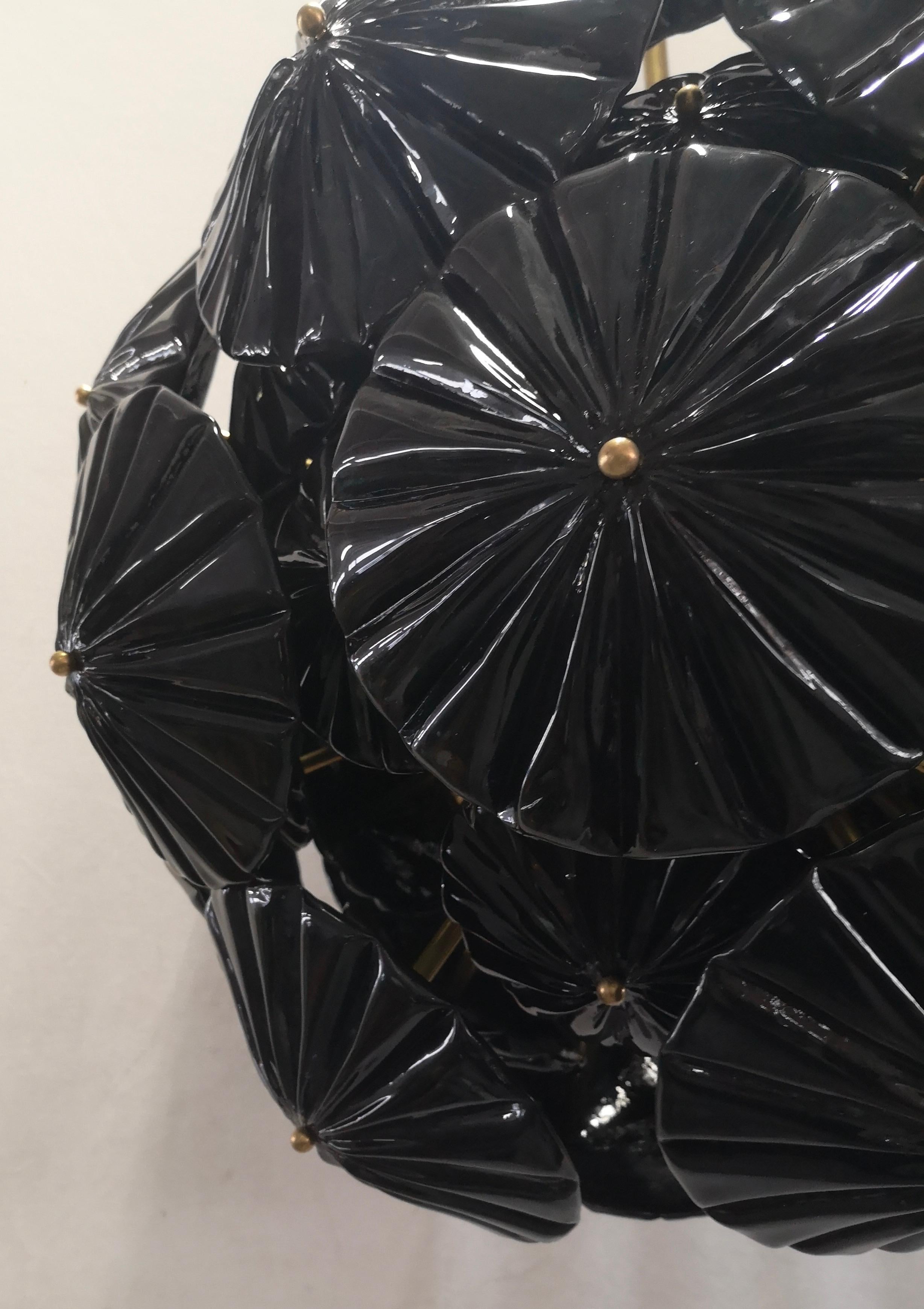 Murano Sputnik Black Color Art Glass Midcentury Chandelier, 2000 For Sale 1