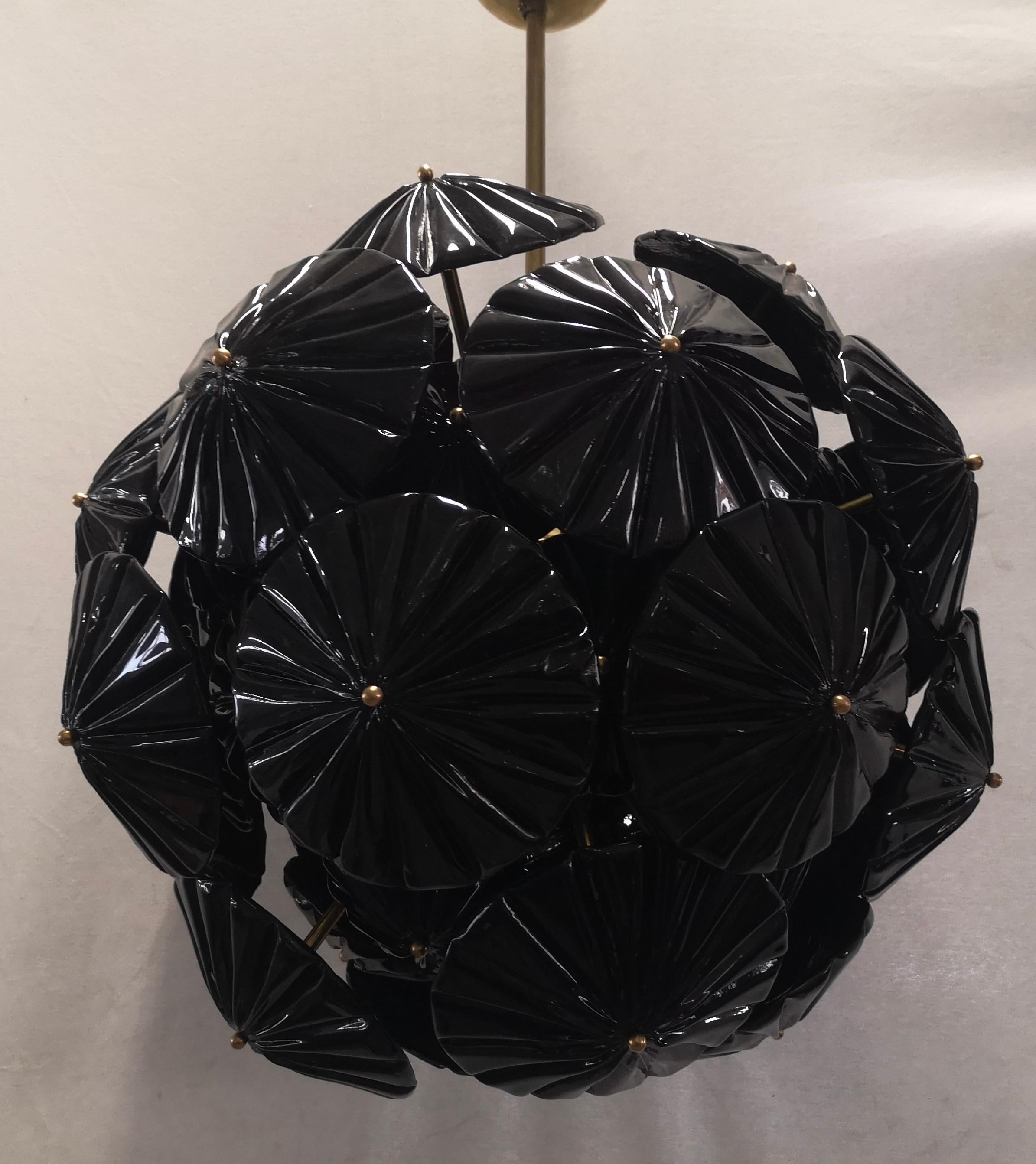 Murano Sputnik Black Color Art Glass Midcentury Chandelier, 2000 For Sale 2