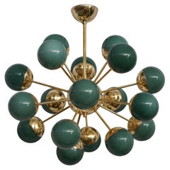 Murano Sputnik Green Glass and Brass Chandelier and Pendant, 2020