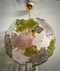 Murano Sputnik Green Pink and White Color Art Glass Chandelier and Pendant, 2020