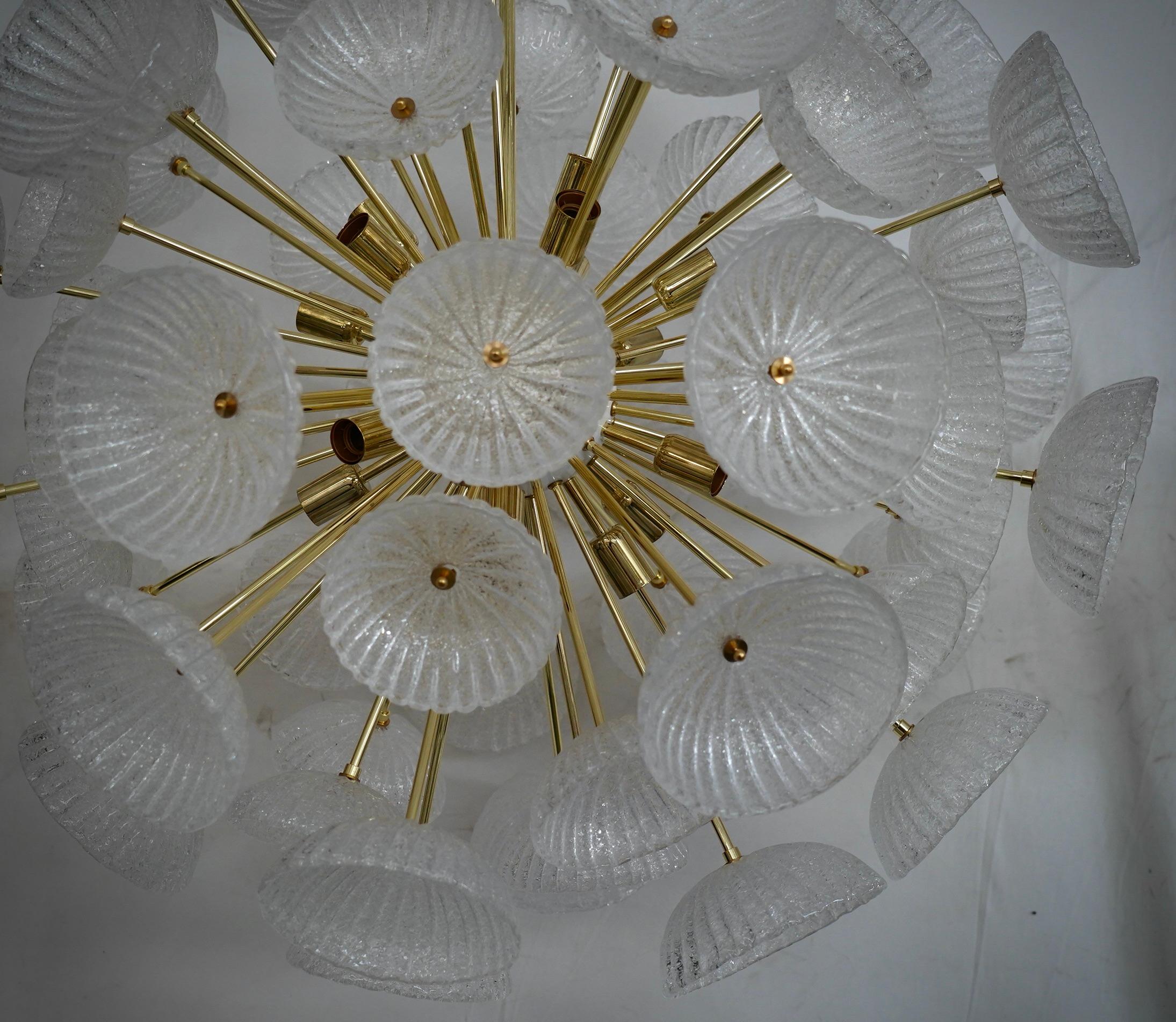 Mid-Century Modern Murano Sputnik Light Ice Color Art Glass Midcentury Chandelier and Pendant, 2020 For Sale