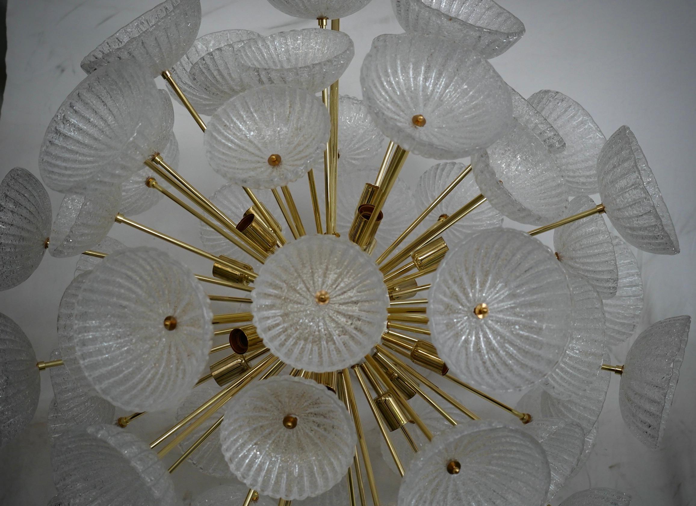 Italian Murano Sputnik Light Ice Color Art Glass Midcentury Chandelier and Pendant, 2020 For Sale
