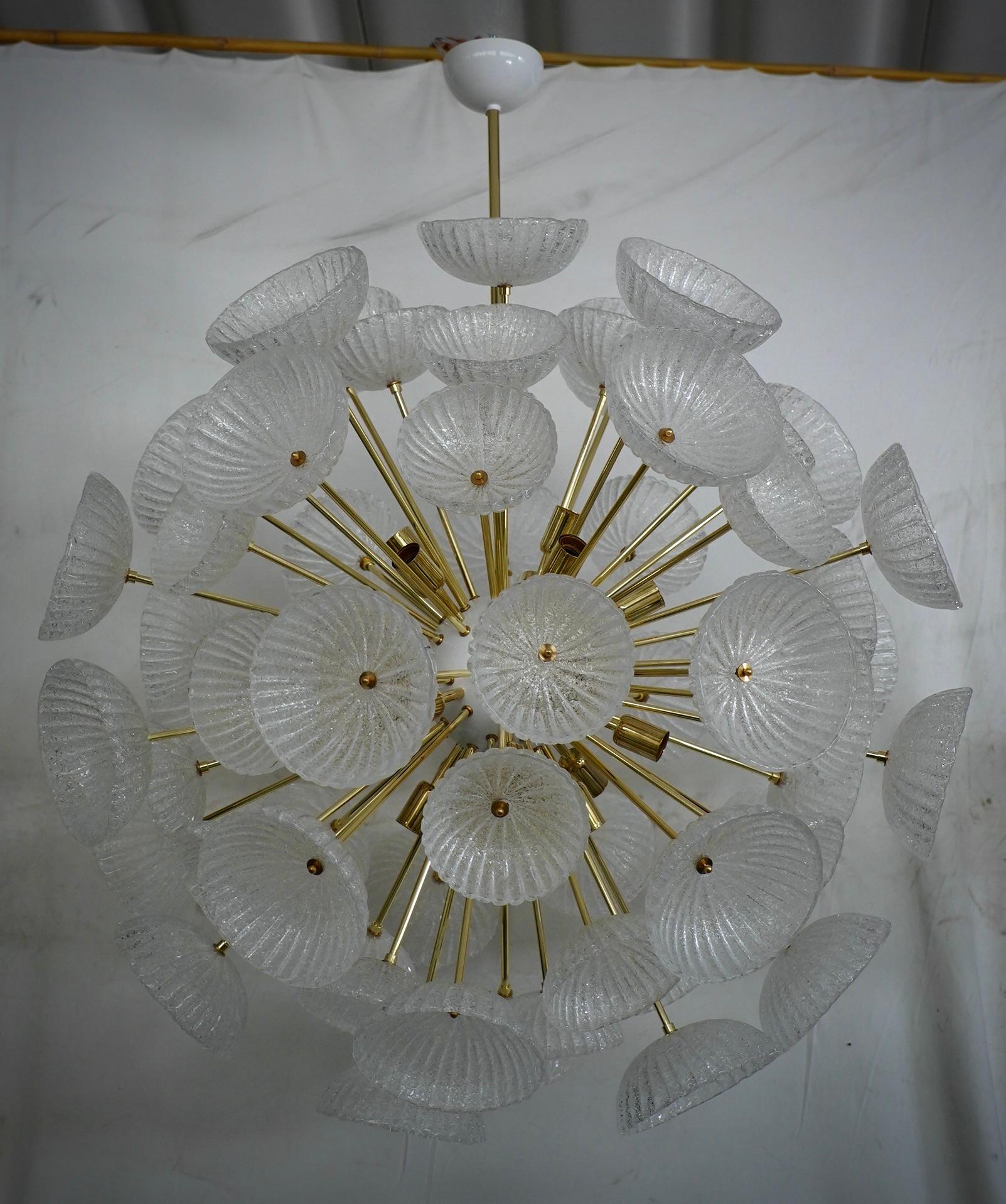 Contemporary Murano Sputnik Light Ice Color Art Glass Midcentury Chandelier and Pendant, 2020 For Sale