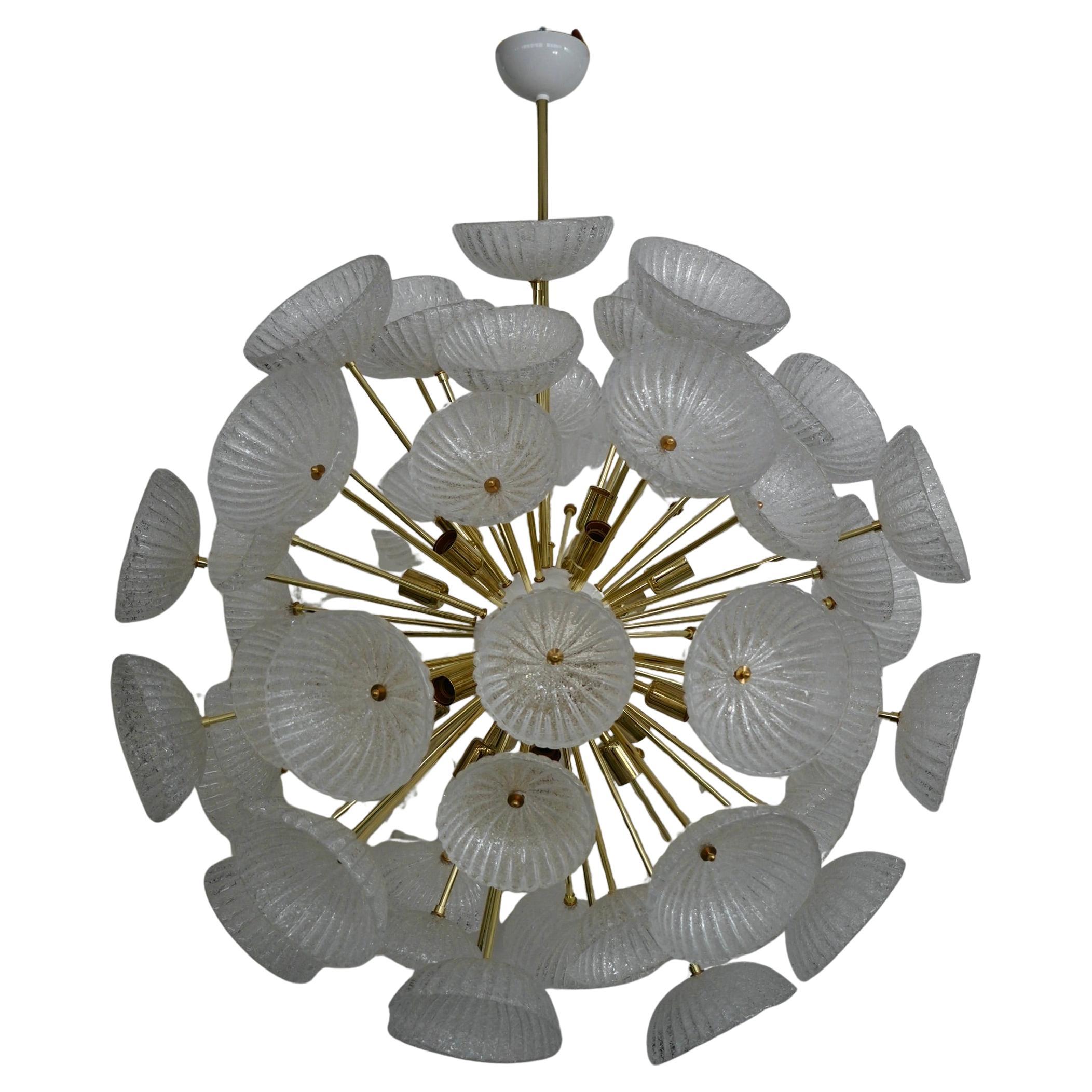 Murano Sputnik Light Ice Color Art Glass Midcentury Chandelier and Pendant, 2020 For Sale