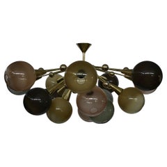 Murano Sputnik MultiColor Art Glass and Brass Chandelier and Pendant, 2020